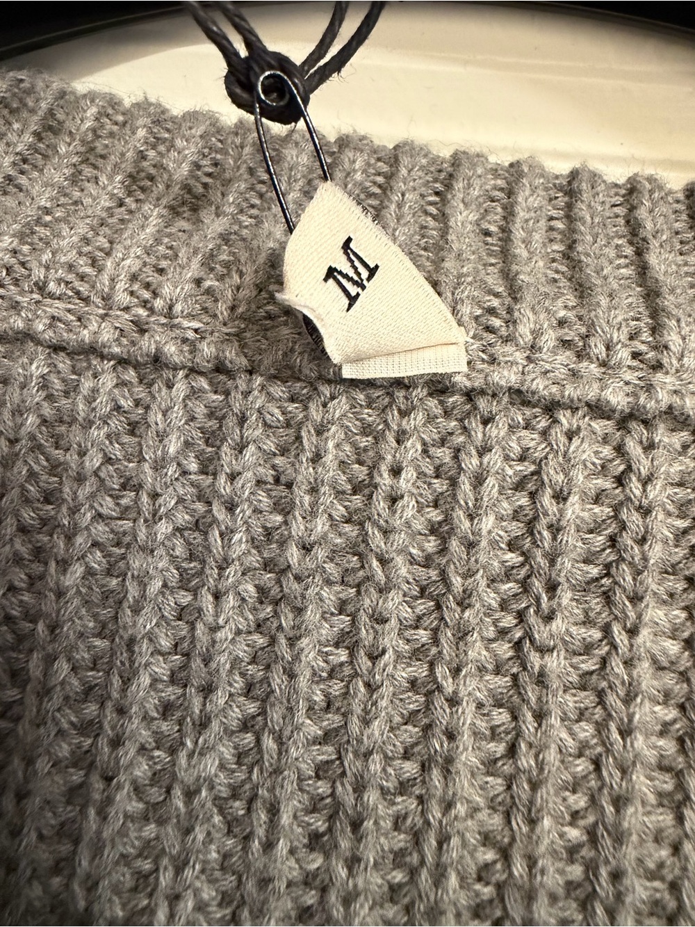 R13 Gray and White Striped Crewneck Sweater with Black Graphic - Picture 4 of 5